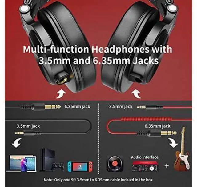 Alt view image 3 of 5 - OneOdio A71 Hi-Res Studio Recording Headphones - Wired Over Ear Headphones with SharePort, Professional Monitoring & Mixing Foldable Headphones with Stereo Sound (Red)