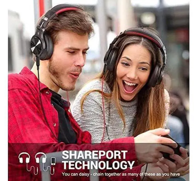 Alt view image 5 of 5 - OneOdio A71 Hi-Res Studio Recording Headphones - Wired Over Ear Headphones with SharePort, Professional Monitoring & Mixing Foldable Headphones with Stereo Sound (Red)