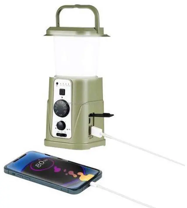 Alt view image 4 of 7 - 10000mAh Outdoor Waterproof Hand Crank Sos Dynamo Radio Solar Lamp Rechargeable Led Camping Lantern With Power Bank Orange
