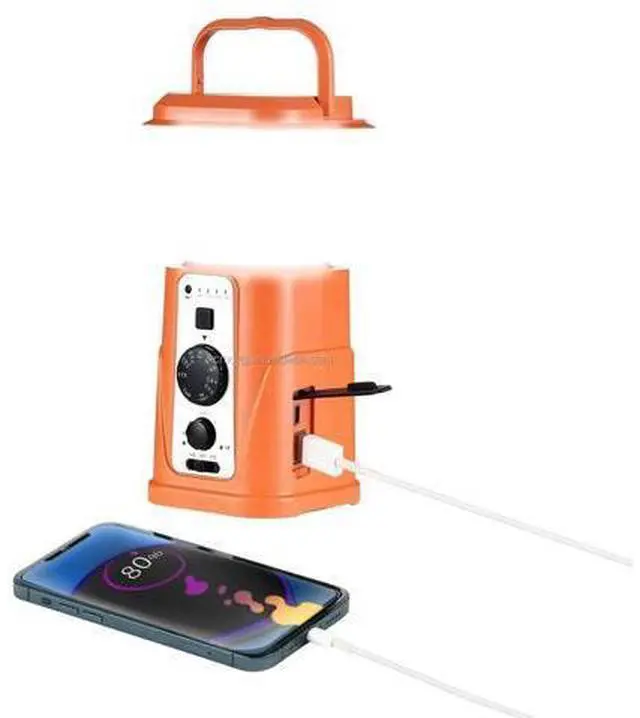 Main image of 10000mAh Outdoor Waterproof Hand Crank Sos Dynamo Radio Solar Lamp Rechargeable Led Camping Lantern With Power Bank Orange
