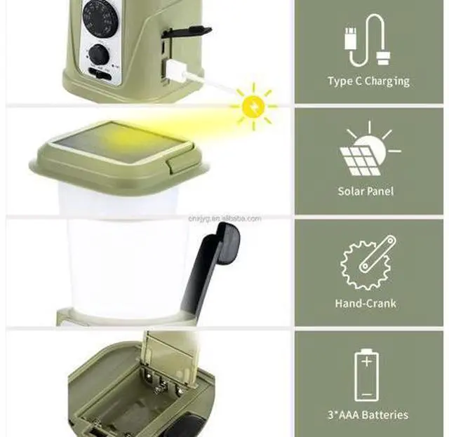 Alt view image 5 of 7 - 10000mAh Outdoor Waterproof Hand Crank Sos Dynamo Radio Solar Lamp Rechargeable Led Camping Lantern With Power Bank Orange