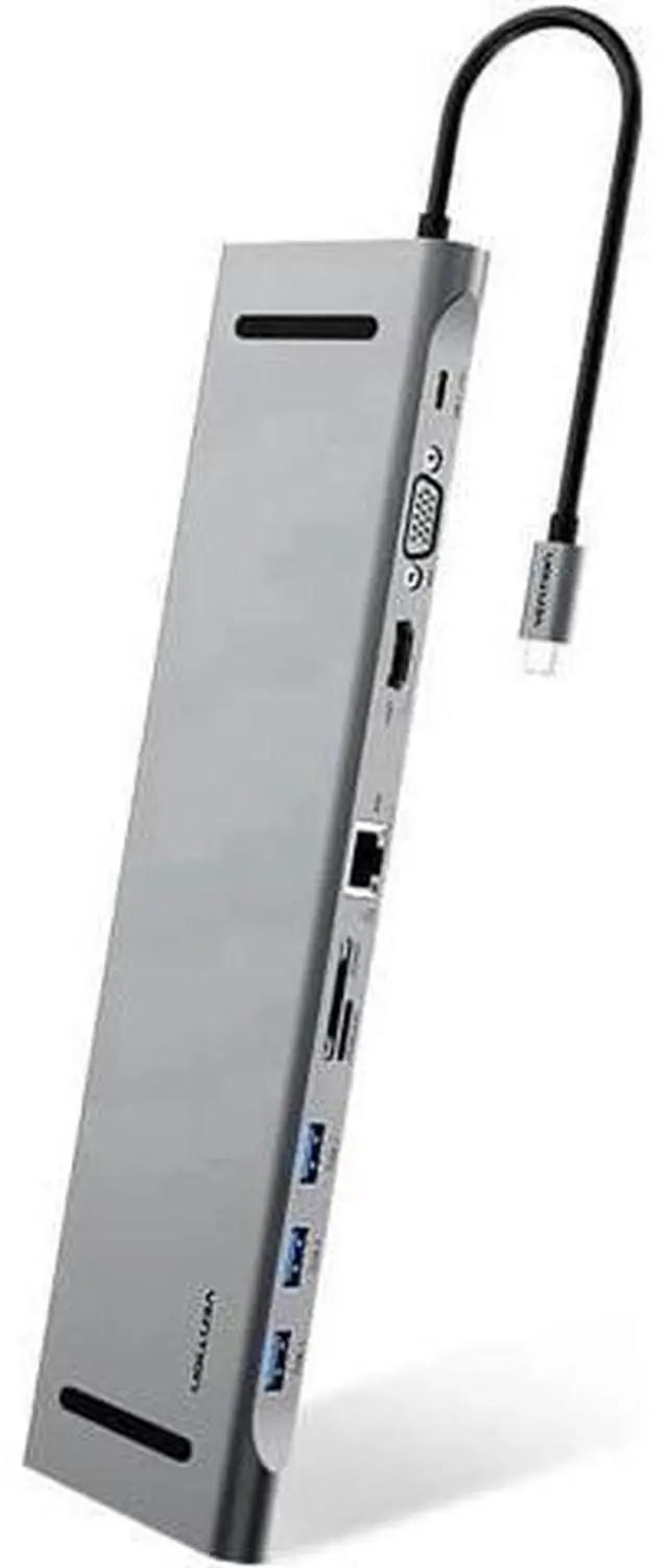 Alt view image 4 of 4 - 10-in-1 Type-C to USB 3.0 PD Charge HDMI VGA Gigabit RJ45 3.5mm Audio SD TF Hub