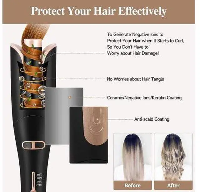 Alt view image 2 of 7 - Professional Automatic Hair Curler Rotating Ceramic Auto Curling Iron for Hair Styling