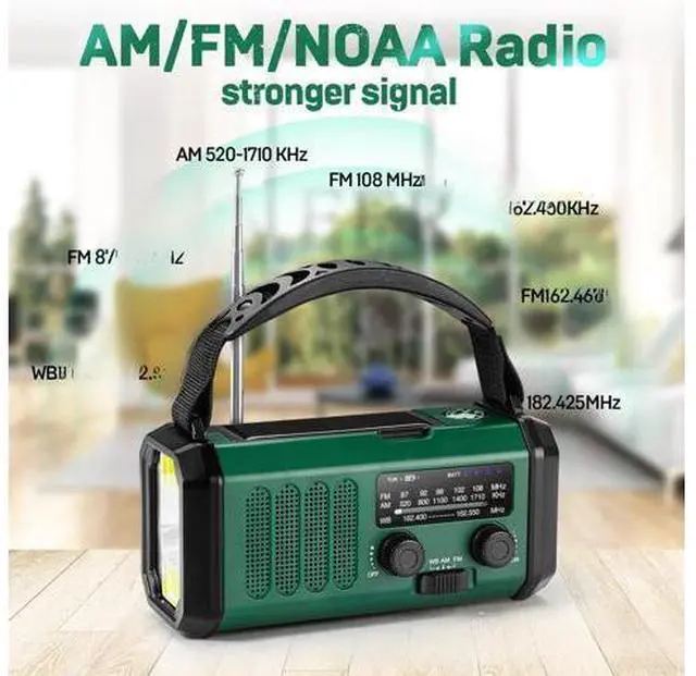 Alt view image 2 of 3 - SOEWIOU Portable Hand Crank Radio, Solar & Hand Crank Charging Emergency Radio, Multifunctional Outdoor Mini Weather Radio with Built-in Battery