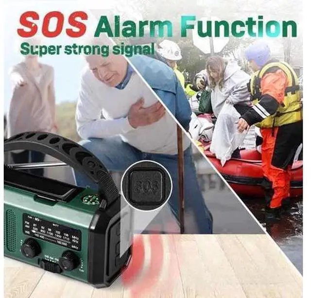 Alt view image 3 of 3 - SOEWIOU Portable Hand Crank Radio, Solar & Hand Crank Charging Emergency Radio, Multifunctional Outdoor Mini Weather Radio with Built-in Battery