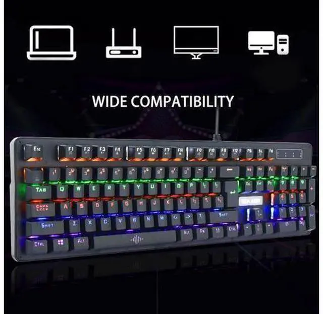 Alt view image 2 of 7 - VBESTLIFE 104 Keys Mechanical Keyboard Blue Switch Wired USB Computer Mechanical Keyboard, RGB Backlight Mechanical Keyboard Suspended Keycaps Full Key Gaming Keyboard for Computer,Gaming