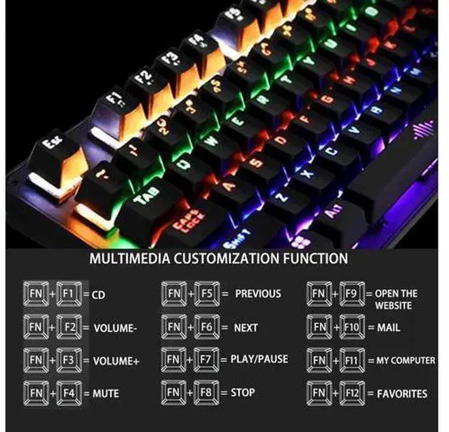 Alt view image 5 of 7 - VBESTLIFE 104 Keys Mechanical Keyboard Blue Switch Wired USB Computer Mechanical Keyboard, RGB Backlight Mechanical Keyboard Suspended Keycaps Full Key Gaming Keyboard for Computer,Gaming
