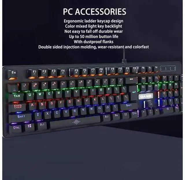 Alt view image 4 of 7 - VBESTLIFE 104 Keys Mechanical Keyboard Blue Switch Wired USB Computer Mechanical Keyboard, RGB Backlight Mechanical Keyboard Suspended Keycaps Full Key Gaming Keyboard for Computer,Gaming
