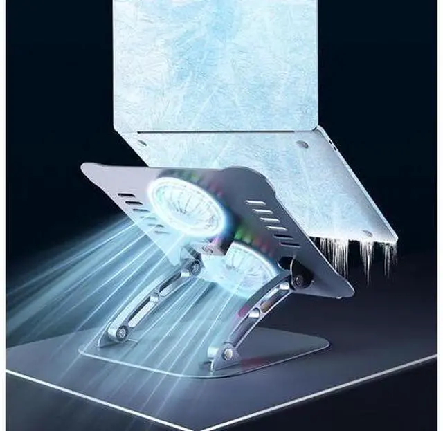 Alt view image 2 of 6 - Laptop Cooling Stand with Fan, Height Adjustable Desktop Laptop Stand for 10-17'' Laptops