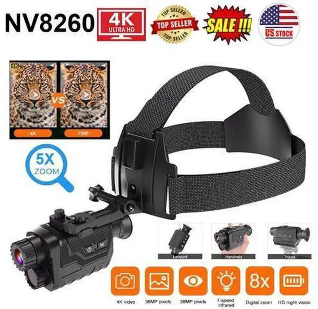 Main image of NV8260 8X Digital Zoom 400M 4K 1080P HD Night Vision Head-Mounted Monocular USA