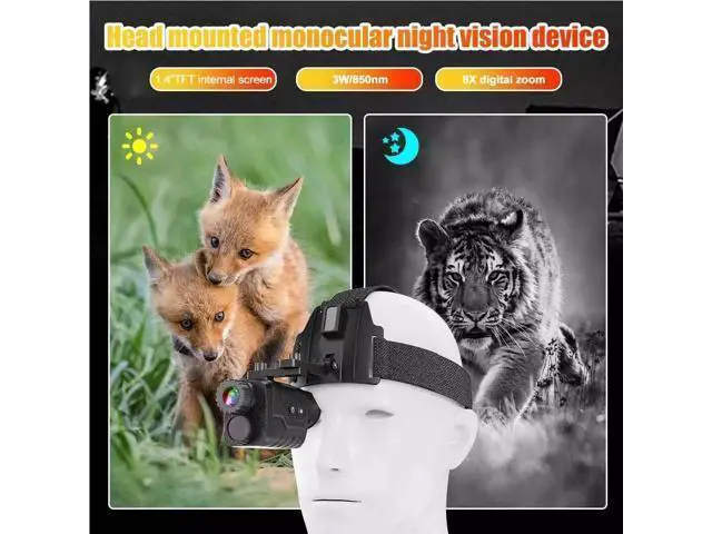 Alt view image 2 of 7 - NV8260 36MP 400m 8X Head Mounted Night Vision Infrared Monocular With Battery US