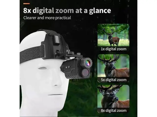 Alt view image 3 of 7 - NV8260 36MP 400m 8X Head Mounted Night Vision Infrared Monocular With Battery US