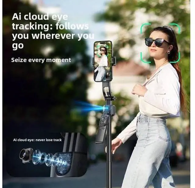 Alt view image 2 of 5 - Cloud Platform Tracking Artifact C17 Selfie Stick Four-legged Tripod Face Tracking AI Anti-Shake Retractable Mobile Phone Holder Tt07 jumping pole 173m-ai tracking-detachable phone clip-1/4
