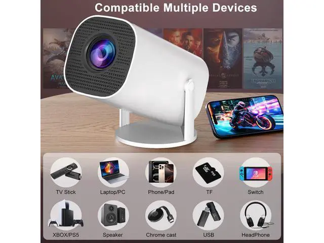 Alt view image 5 of 5 - QURO HY800 Portable Projector with WiFi Mini Smart Home Theater Cinema LCD Display 4k 1080P Video Projecteur Android Proyector