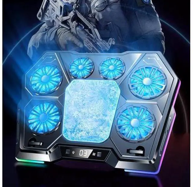 Alt view image 7 of 7 - LZ-D13 Game Cooling Pad 6-core Fan Air-Cooled Laptop Cooler Adjustable Bracket Digital Display Stock ABS PP 14.1-21inch
