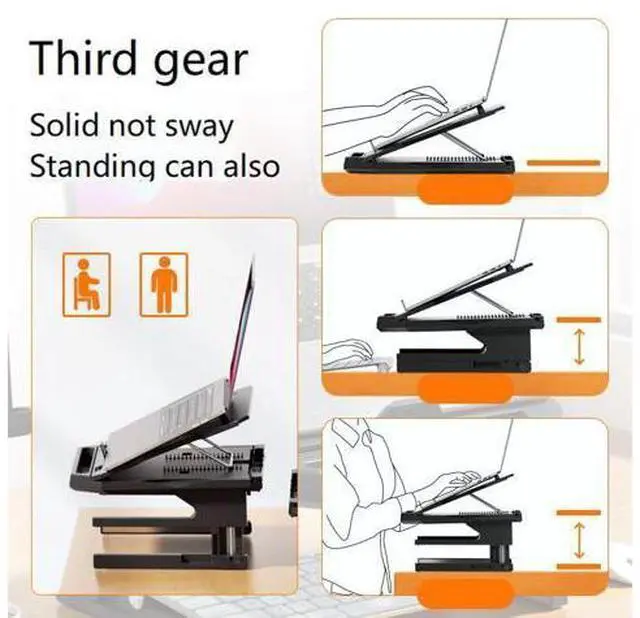 Alt view image 2 of 4 - Adjustable Laptop Stand, Portable Laptop Stand, Foldable Lift Portable Bracket, Aluminum Alloy Heat Dissipation Stand