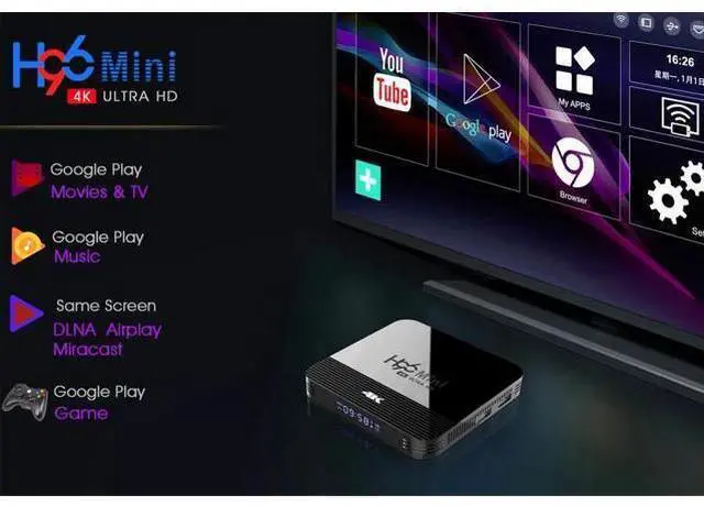 Alt view image 5 of 5 - Box H96 Mini H8 TV Box 9.0 2GB 16GB RK3228 2.4G/5G Wifi BT4.0 4K Smart tv Box Youtube Media Player Set Top Box