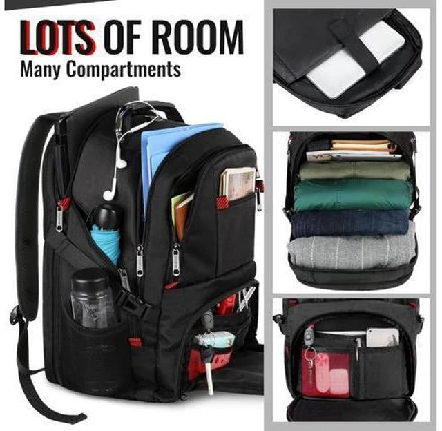 Alt view image 2 of 7 - 18.4 Laptop Large Backpacks Fit Most 18 Inch Laptop with USB Charger Port TSA Friendly Flight Approved Weekend Carry on Backpack with Luggage Strap for Men and Women Black