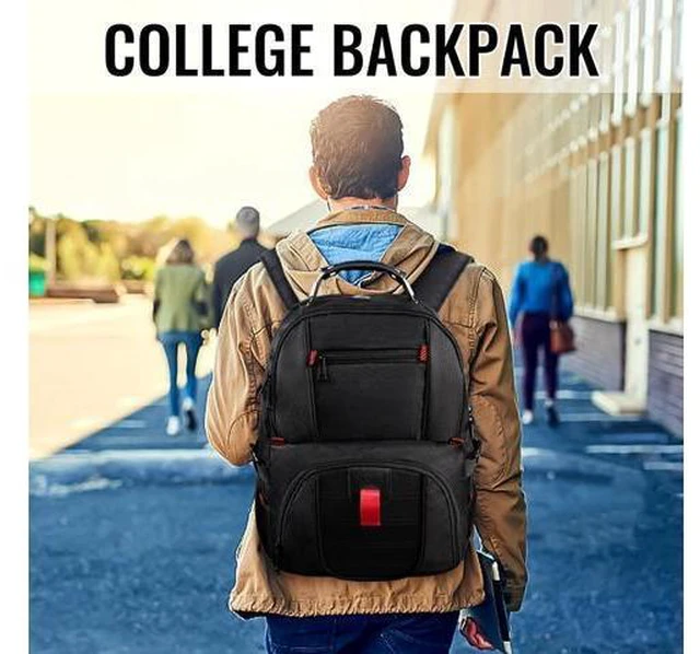 Alt view image 6 of 7 - 18.4 Laptop Large Backpacks Fit Most 18 Inch Laptop with USB Charger Port TSA Friendly Flight Approved Weekend Carry on Backpack with Luggage Strap for Men and Women Black