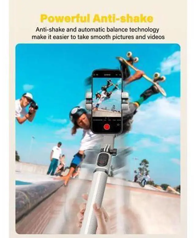 Alt view image 5 of 6 - Smartphone Gimbal Stabilizer, Smart Face Tracking Tripod Without APP - 4 in 1 Cellphone Gimbal Stabilizer for iPhone&Android Extended 108cm Rod with RGB Fill Light,M2PRO White