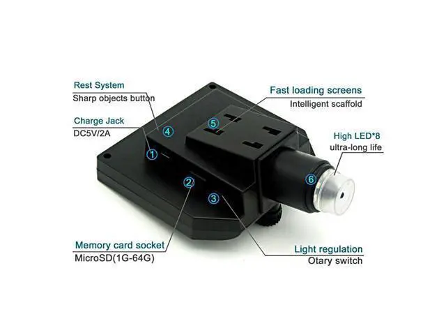 Alt view image 3 of 7 - 1-600x 3.6MP USB Digital Electronic Microscope Portable 8 LED VGA Microscope With 4.3" HD OLED Screen
