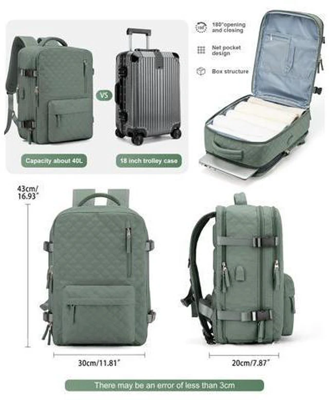 Alt view image 2 of 5 - VGCUB Large Travel Backpack for Women Men, Carry on Backpack Airline Approved Gym Backpack Waterproof Business Laptop Daypack,Army Green