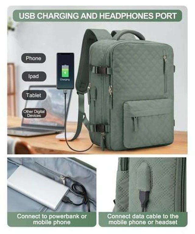 Alt view image 3 of 5 - VGCUB Large Travel Backpack for Women Men, Carry on Backpack Airline Approved Gym Backpack Waterproof Business Laptop Daypack,Army Green