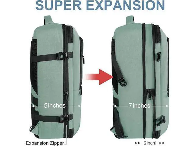 Alt view image 4 of 5 - Vancropak Travel Bag, Large 40L Carry on Backpack Airline Approved Expandable Suitcase Daypack, Water Resistant Travel Backpack Overnight Lightweight Luggage Weekender Bag for Flight Men Women, Cyan