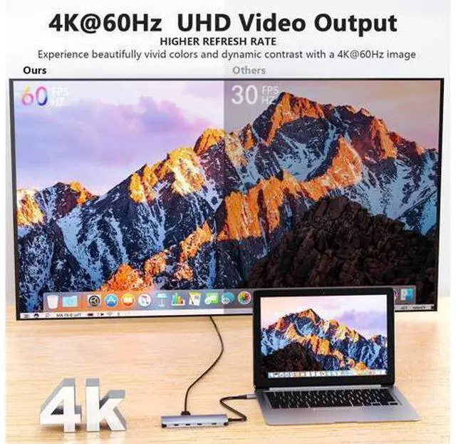 Alt view image 3 of 5 - USB C to USB Hub 8-in-1 with 4K@60Hz HDMI, 3 USB-C 3.2 Gen2 10Gbps, 3 USB A 3.2 10Gbps Ports,100W Power Delivery with 10Gbps Data, USB-C Hub Multiport Adapter for MacBook Pro and More Type C Devices