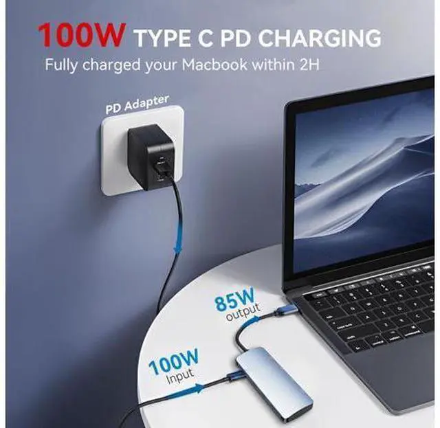 Alt view image 5 of 5 - USB C to USB Hub 8-in-1 with 4K@60Hz HDMI, 3 USB-C 3.2 Gen2 10Gbps, 3 USB A 3.2 10Gbps Ports,100W Power Delivery with 10Gbps Data, USB-C Hub Multiport Adapter for MacBook Pro and More Type C Devices