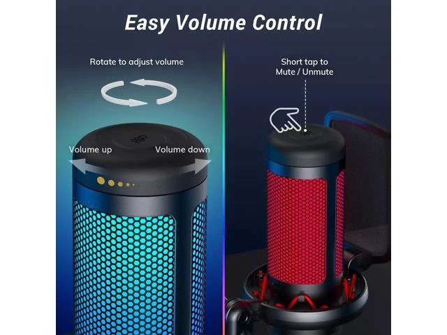 Alt view image 7 of 7 - Gaming USB Microphone Set for PC, TONOR RGB Condenser Mic with Boom Arm, RGB
