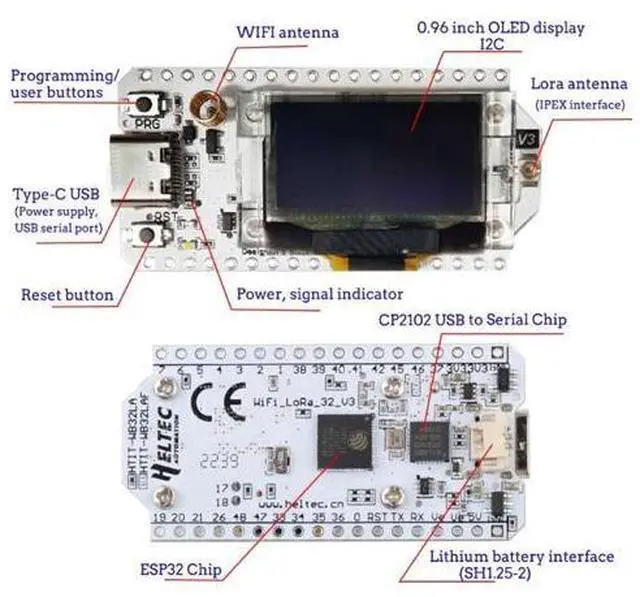 Alt view image 2 of 5 - Geekstory 915MHZ ESP32 LoRa Development Board V3 SX1262 ESP32 LoRa V3 with OLED Display + LoRa 32 V3 case + LoRa Antenna for Arduino LoraWan IOT Internet, not Compatible with LoRa V2 (Pack of 2)