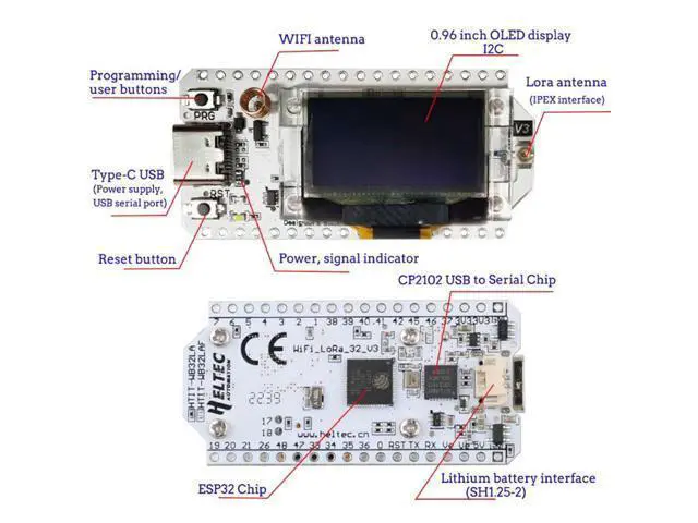 Alt view image 2 of 5 - Geekstory ESP32 LoRa Development Board V3 SX1262, ESP32 LoRa V3 Development Board with OLED Display Type-C+915MHZ LoRa Antenna for Arduino LoraWan IOT Internet,not Compatible with LoRa V2(2-Pack)