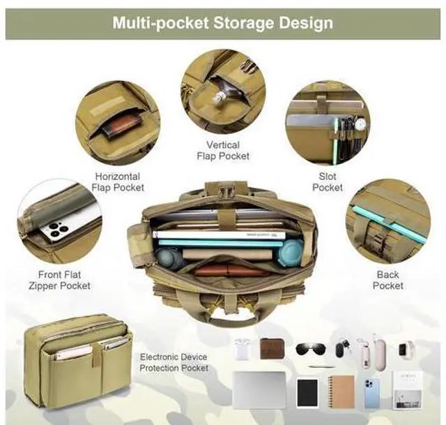 Alt view image 4 of 5 - Stypos Tactical Messenger Bag, Tactical Briefcase for Man Military Laptop Bag 15.6/17.3 Inch Messenger Shoulder Bag