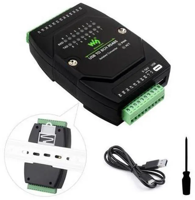 Main image of Waveshare USB to 8CH RS485 Industrial Grade Isolated Converter, USB to RS485 Adapter, Multiple Protection Circuits, Wall-Mount and Rail-Mount Support, Multi-OS Compatible