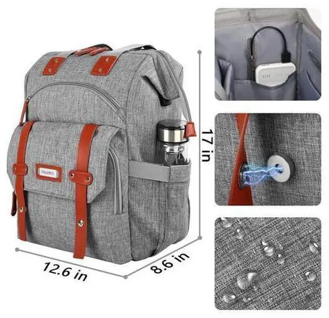 Alt view image 5 of 5 - FALANKO Laptop Backpack for Women, Work Doctor Teacher Nurse Wide Open College School Student 17.3 Inch Laptops Bookbag Purse with USB Charging Port, Travel RFID Computer Bag for Men Women Girls Grey