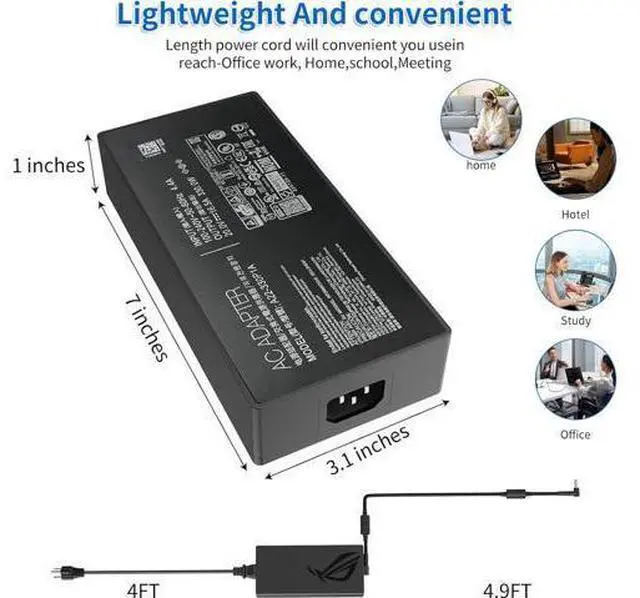 Alt view image 4 of 7 - 280W 14A 20V ADP-280EB B AC Charger for Rog Flow X16 Rog Strix G15 G16 G17 14A/20V AC Adapter for Rog Strix G18 Rog Strix Scar 15 17 SE ROG Zephyrus M16 Tuf Gaming A16 (6.0 X 3.7mm)