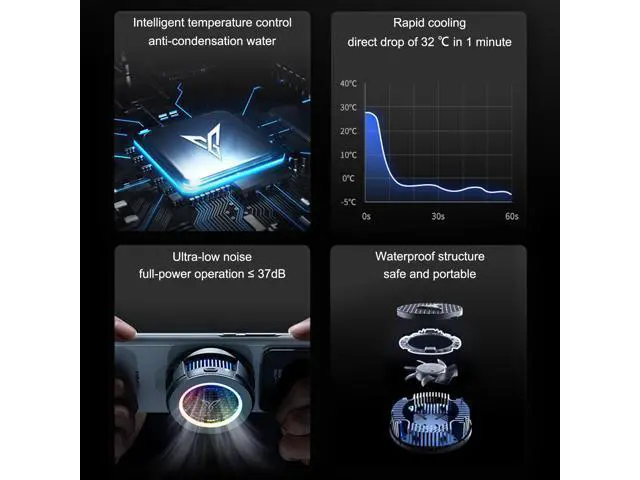 Alt view image 6 of 6 - Flydigi B6X Magnetic Cellphone Cooler, Powerful 20W Intelligent Frequency Conversion Temperature Control, Prevent Condensate, Larger 36x36mm Cooling Area, Portable Cooling Fan for Phone/Tablet/Ipad
