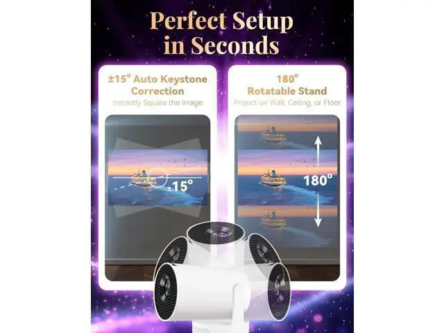 Alt view image 6 of 7 - Window Scene Projector, 4k Book Projector for Reading, Window Projector Scenes with Wifi and Bluetooth, Low Latency & 210° Rotation, ±15°auto Keystone Ambience Fantasy Window Projector