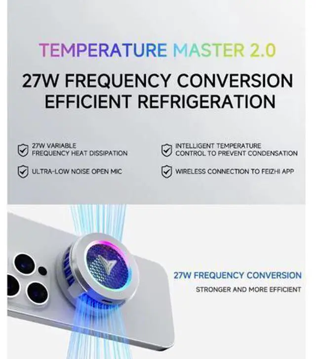Alt view image 2 of 7 - Flydigi B7X Cellphone Cooler Frequency Conversion Super Heat Dissipation Magnetic Radiator RGB Light For Iphone Ipad Android