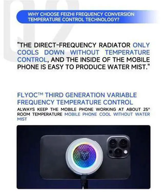 Alt view image 5 of 7 - Flydigi B7X Cellphone Cooler Frequency Conversion Super Heat Dissipation Magnetic Radiator RGB Light For Iphone Ipad Android