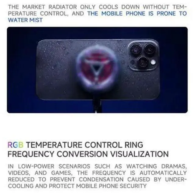 Alt view image 6 of 7 - Flydigi B7X Cellphone Cooler Frequency Conversion Super Heat Dissipation Magnetic Radiator RGB Light For Iphone Ipad Android