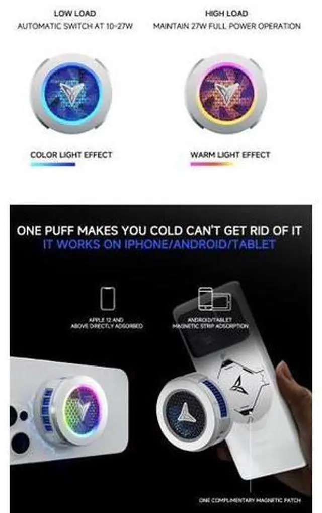 Alt view image 7 of 7 - Flydigi B7X Cellphone Cooler Frequency Conversion Super Heat Dissipation Magnetic Radiator RGB Light For Iphone Ipad Android