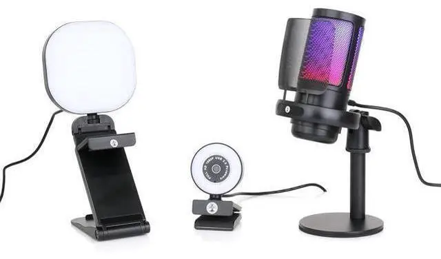 Main image of Live Streaming Kit- Perfect for Streaming Video Games on Twitch, YouTube, Podcasts and Working from Home. includes 1920x1080p Webcam, Professional USB Microphone, and One LED Multi-Color Light