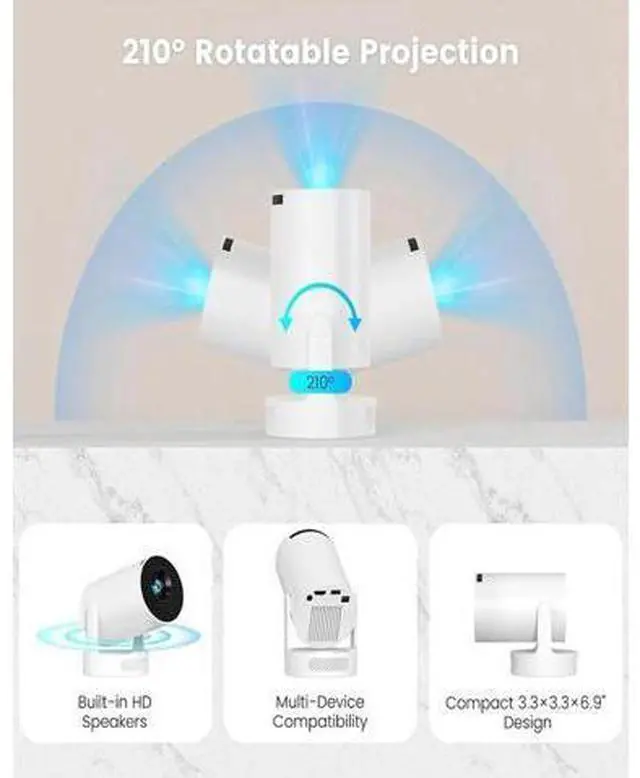 Alt view image 5 of 7 - VistaCast Mini 210° Smart Projector With Extra Large-Screen Display | 20+ Window Scenes | Castle Window Projector, 100 Screen From 2M, Built-in Speaker, WiFi & Bluetooth, For Bedroom Or Living Room