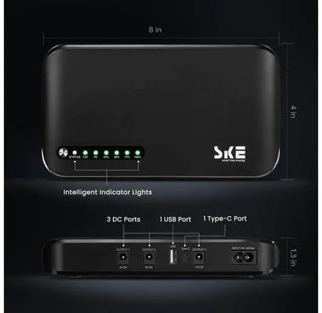 Alt view image 2 of 7 - Mini UPS DC 20000mAh Battery Backup & Surge Protector Uninterruptible Power Supply for Router Modem USB Type-C Mini UPS 5V/9V/12V DC20000 Plus Altair