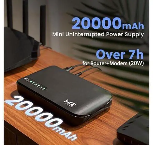 Alt view image 4 of 7 - Mini UPS DC 20000mAh Battery Backup & Surge Protector Uninterruptible Power Supply for Router Modem USB Type-C Mini UPS 5V/9V/12V DC20000 Plus Altair