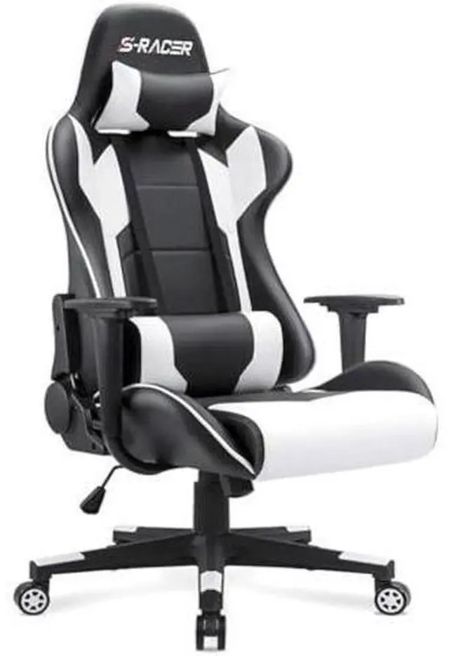 Main image of Homall Gaming Chair, Office Chair High Back Computer Chair Leather Desk Chair Racing Executive Ergonomic Adjustable Swivel Task Chair with Headrest and Lumbar Support (White)