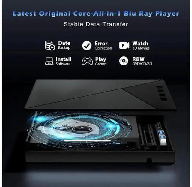 Alt view image 3 of 7 - 7 in 1 External Blu Ray Drive, 4K Blu Ray Burner with USB 3.0 Type-C Portable Blu Ray Drive, CD DVD Burner 3D BD Player with SD/TF Ports, 4K Optical Drive Compatible with Windows, Linux, MacOSdd