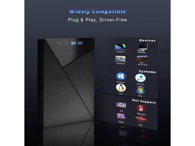 Alt view image 7 of 7 - 7 in 1 External Blu Ray Drive, 4K Blu Ray Burner with USB 3.0 Type-C Portable Blu Ray Drive, CD DVD Burner 3D BD Player with SD/TF Ports, 4K Optical Drive Compatible with Windows, Linux, MacOSdd